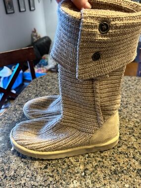 UGG Chestnut Knit Fold-Over Ankle Boots